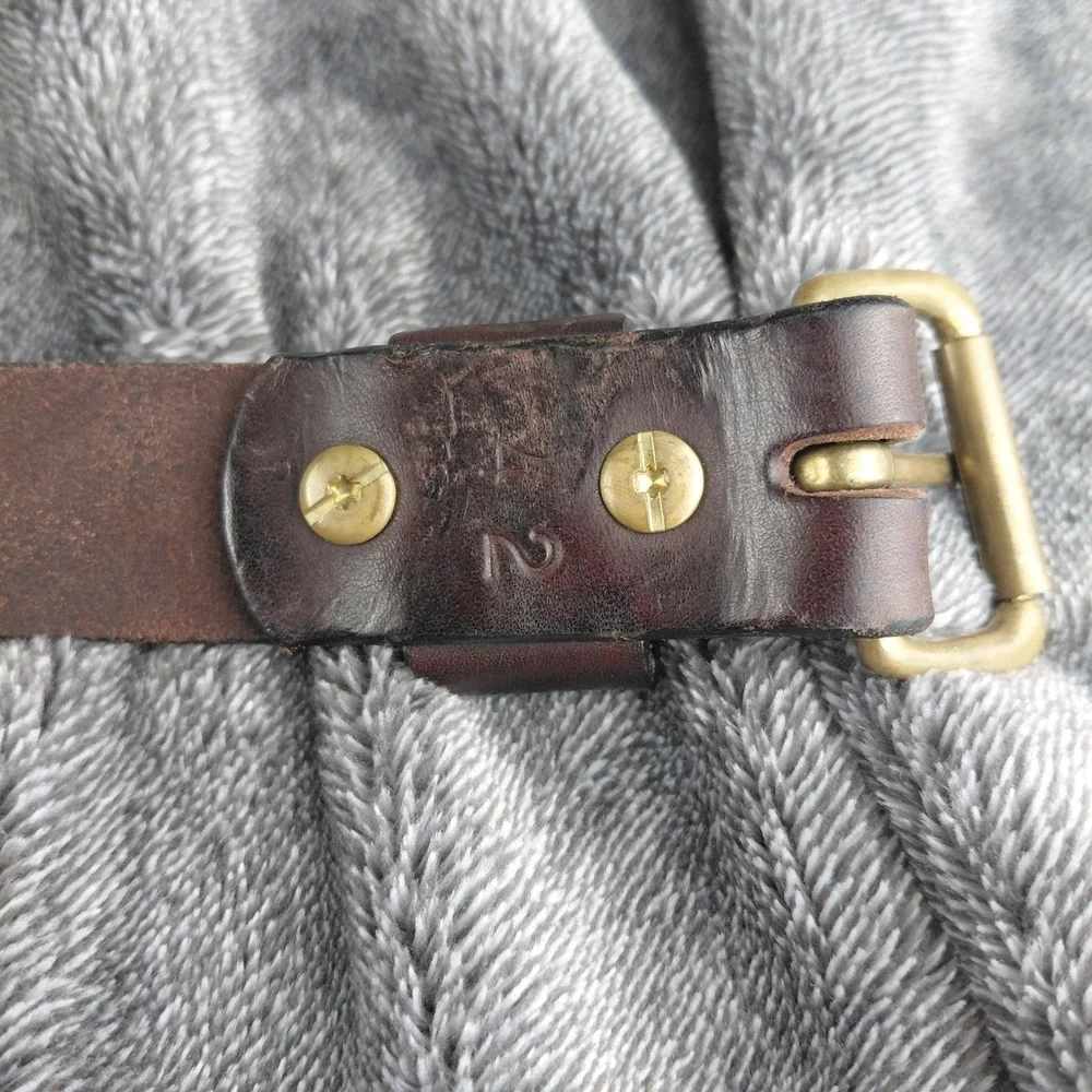 Kevin's Catalog Mens Brown Leather Shotgun Shell Belt 12 GA Brass Concho Size 42
